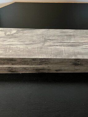 2 grey wood like floating shelves